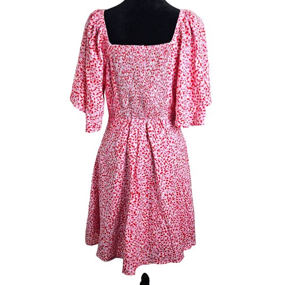 Womens Size S Floral Print Flutter Sleeve Mini Dress Tie Front Cut Out Casual - Picture 5 of 13